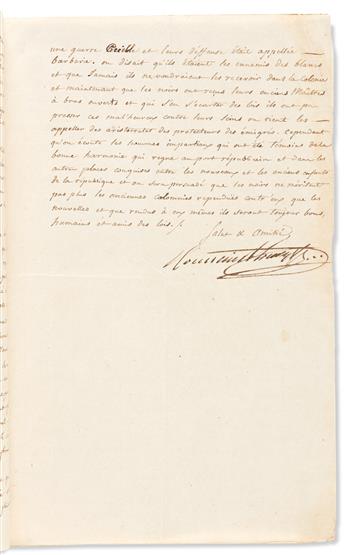 (HAITI.) Toussaint Louverture. Signed letter discussing friction with the remaining French officials in Haiti.